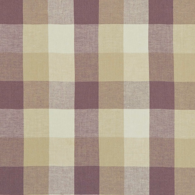 Muted heather-plum, oat and pale sage check with a softly textured weave