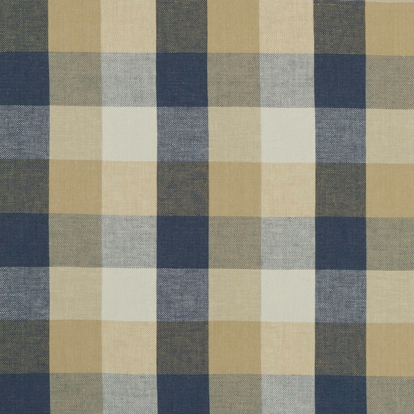 Navy, oat and grey woven check with softly textured crosshatched surface