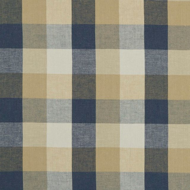Navy, oat and grey woven check with softly textured crosshatched surface