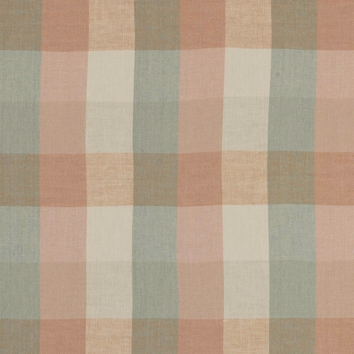 Mineral sage, blush and cream woven check with softly textured surface