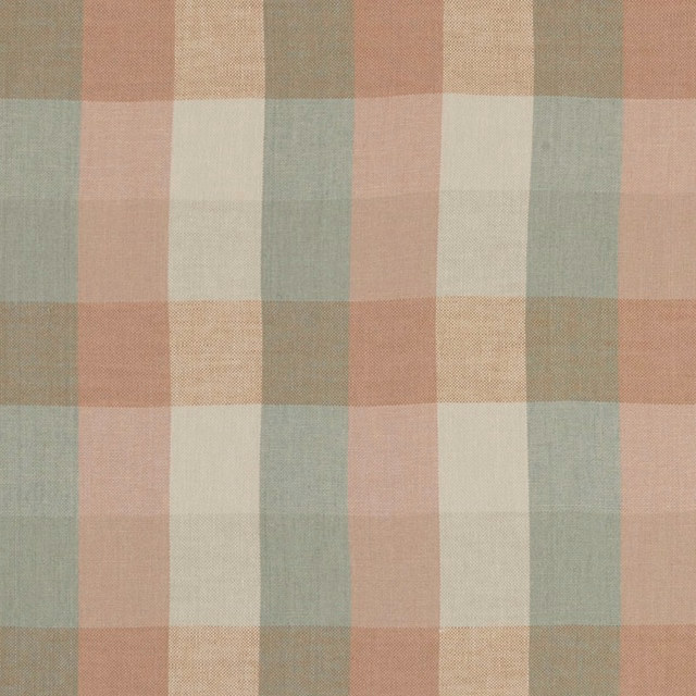 Mineral sage, blush and cream woven check with softly textured surface