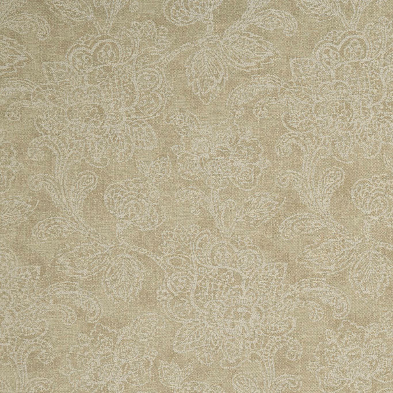 Warm taupe floral damask with chalky ivory outlines and a tactile woven ground