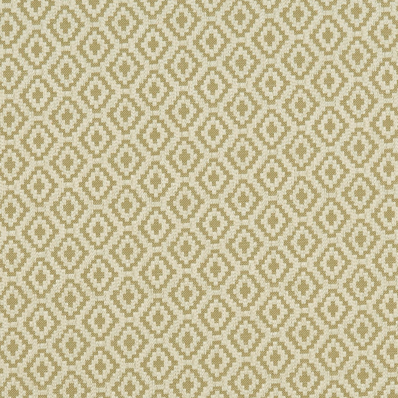 Muted olive and cream woven fabric with small repeating diamond motifs and tactile texture