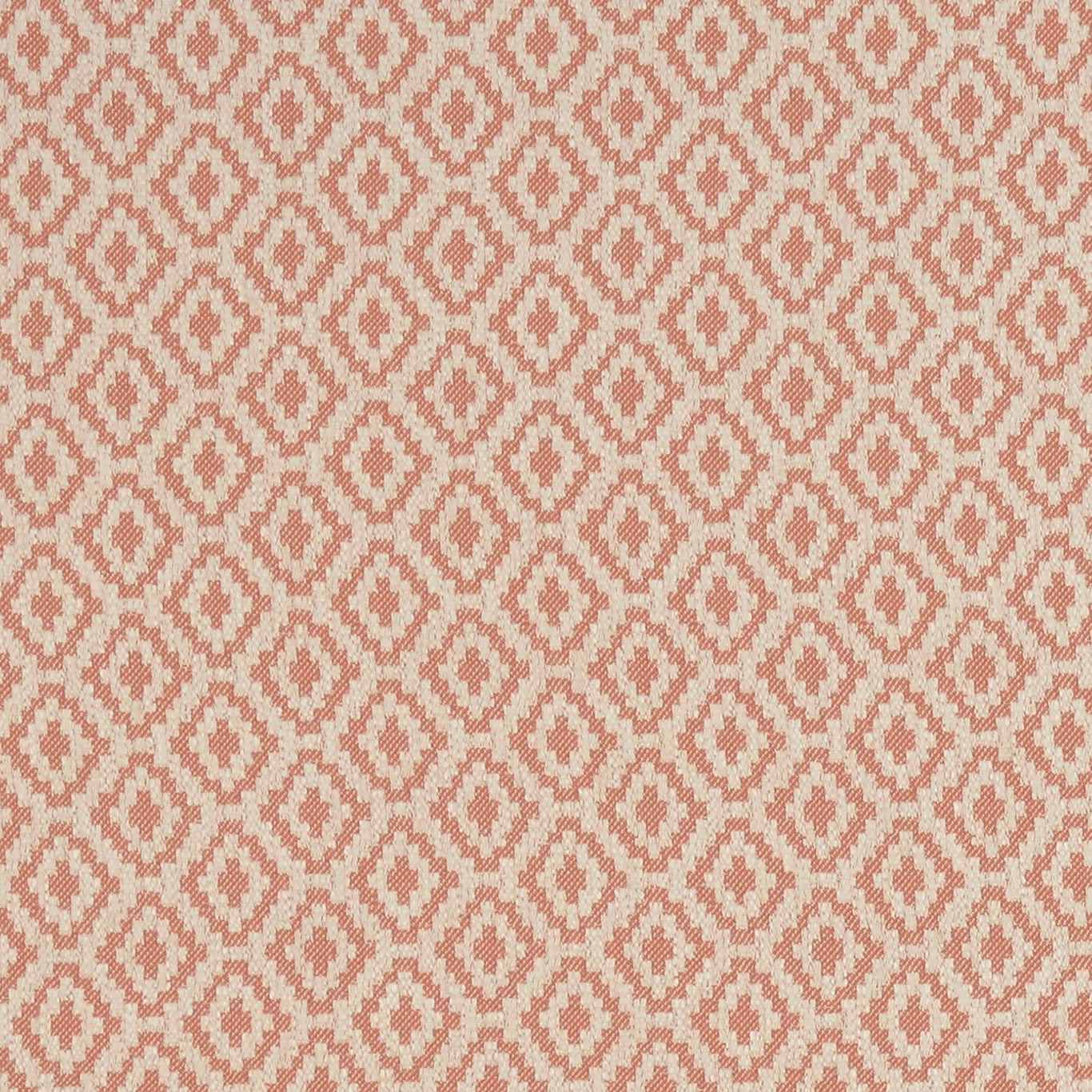 Muted spice coral diamond motifs on a textured cream woven ground