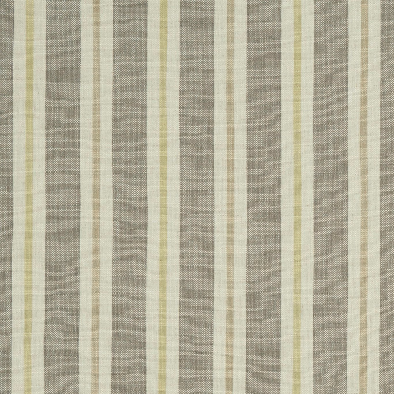 Muted citron and natural vertical stripes with a fine, softly textured woven surface