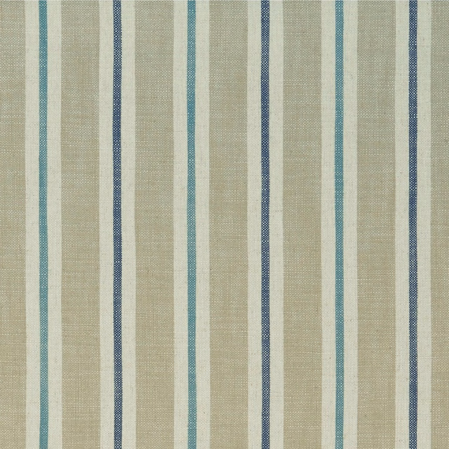 Linen-textured swatch with pale aqua and deep blue vertical stripes