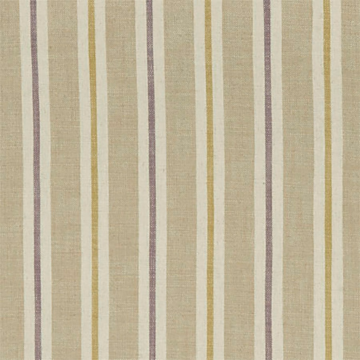 Muted linen upholstery weave with sage and dusty mauve vertical stripes