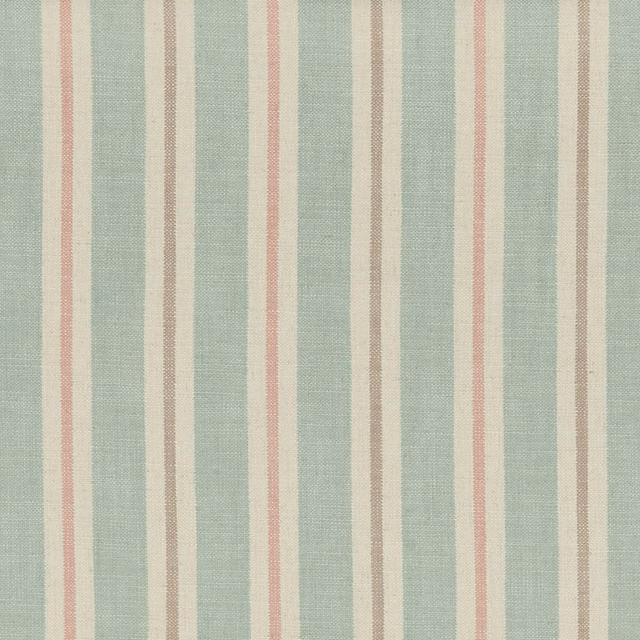 Mineral sage fabric with blush, cream and taupe vertical woven stripes