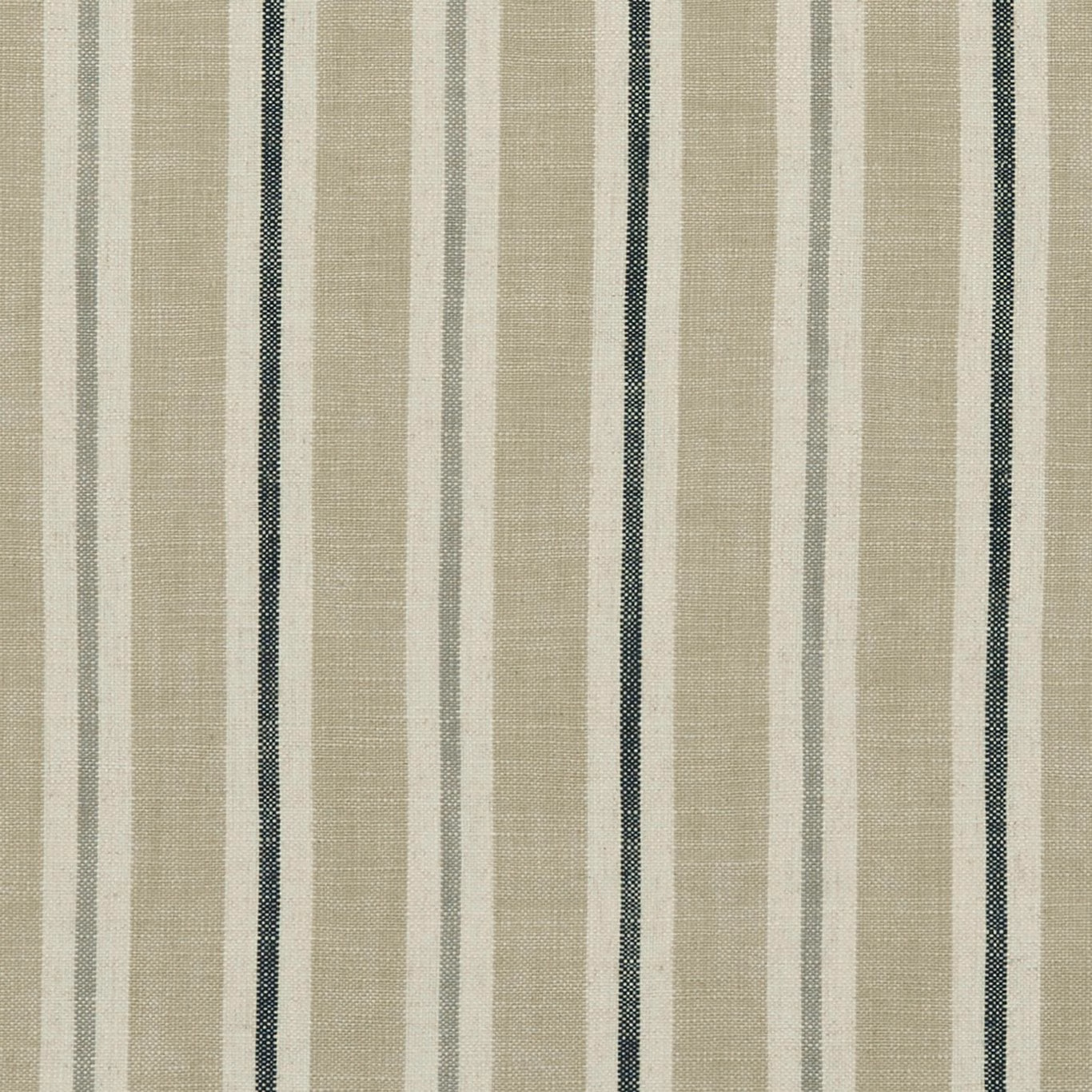 Warm oatmeal woven stripe with cream, taupe and charcoal vertical bands