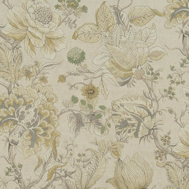 Mellow citron and sage botanical blooms on a textured natural ground