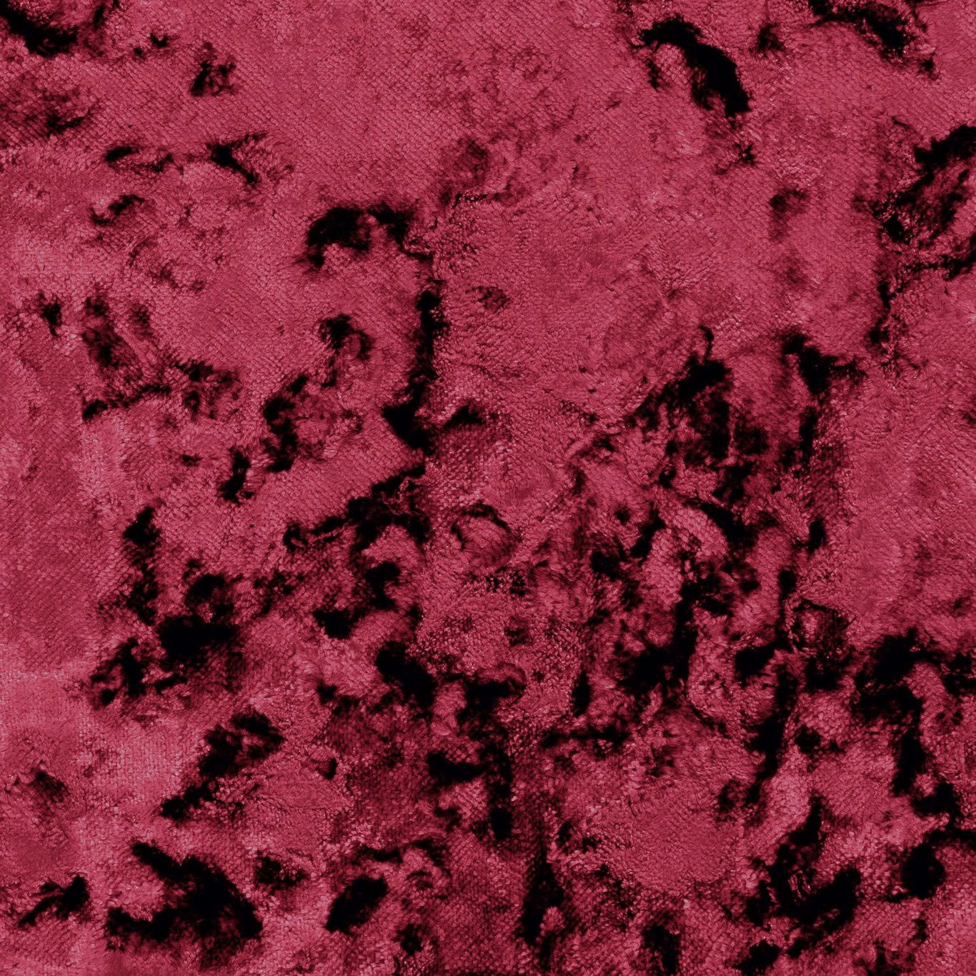 Deep garnet crushed fabric with irregular black velvet-like marks and a plush textured surface