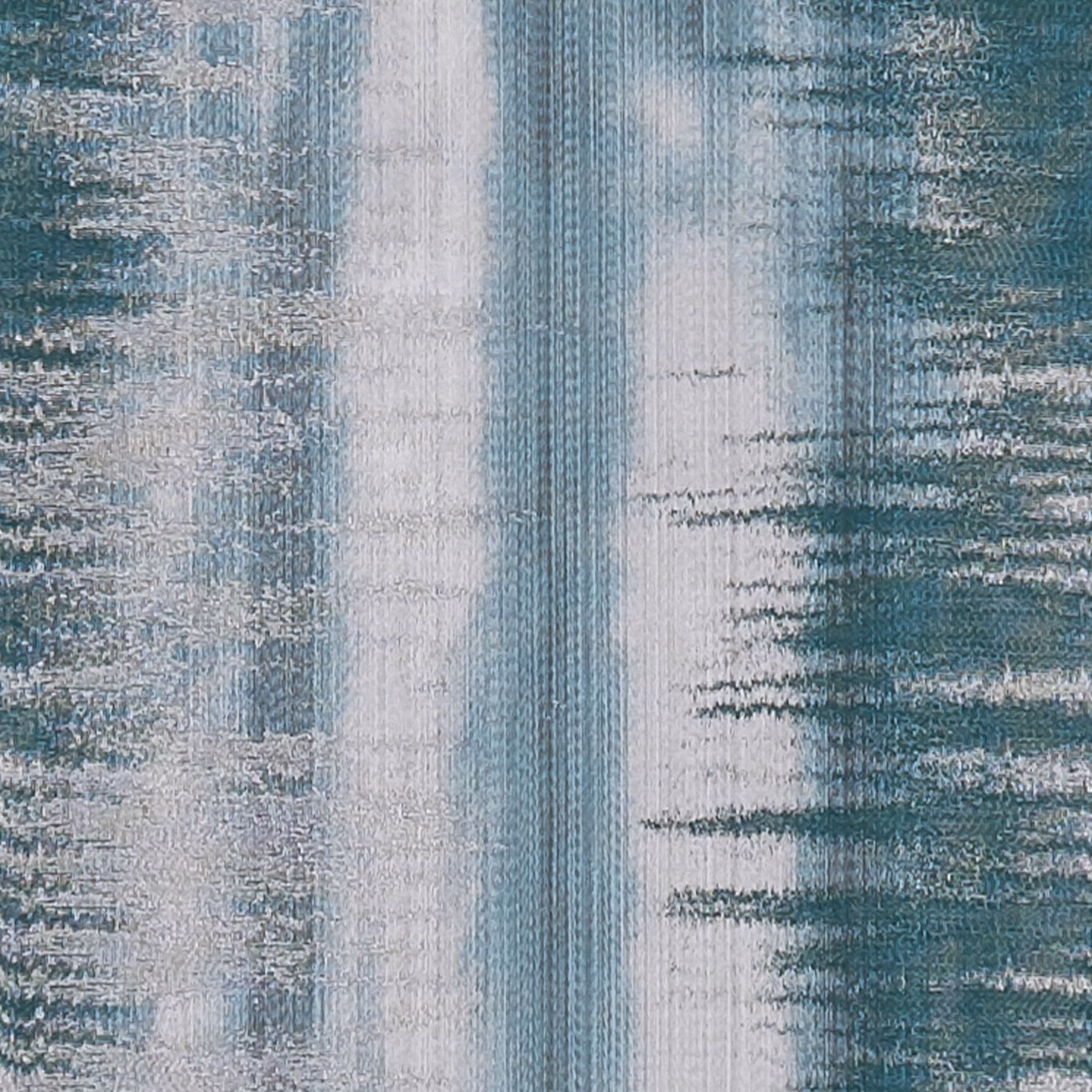 Cool kingfisher blue and pale grey woven fabric with blurred vertical bands