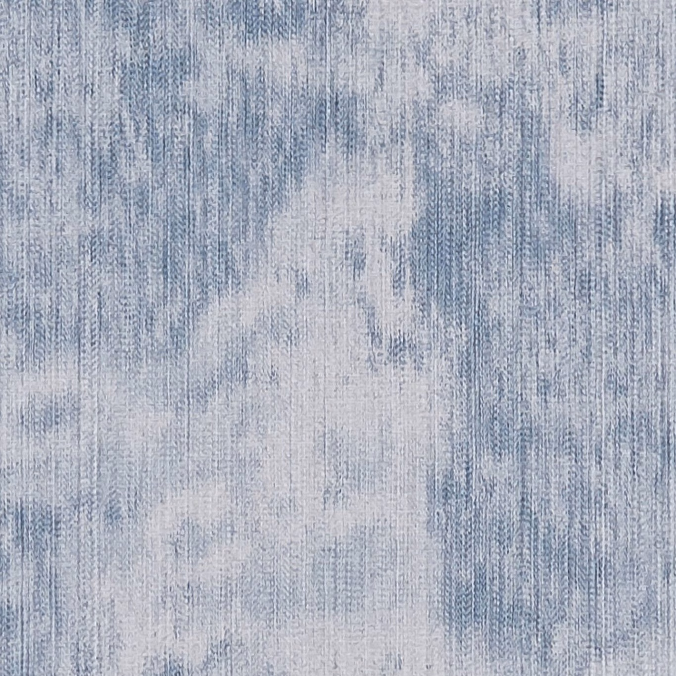 Pale denim blue fabric with smoky cloudy patches and fine vertical woven striations