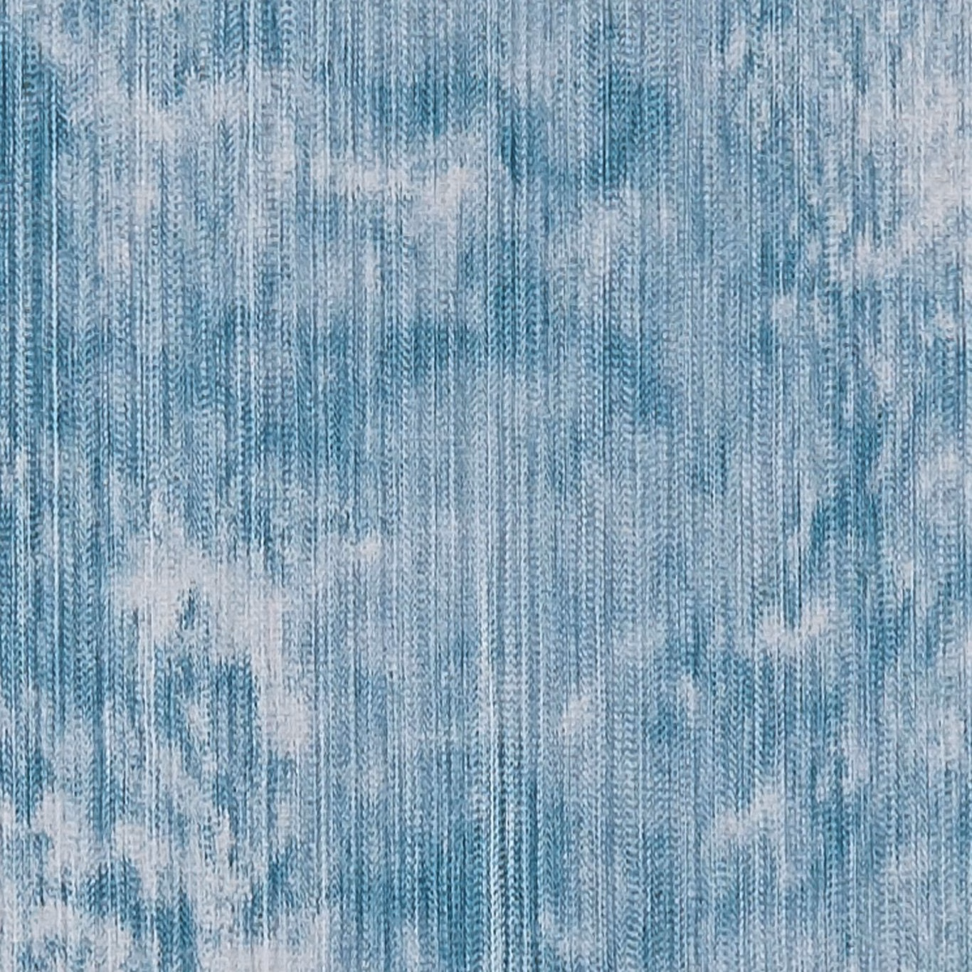 Misty kingfisher-blue fabric with pale clouded bands and fine vertical ribbing