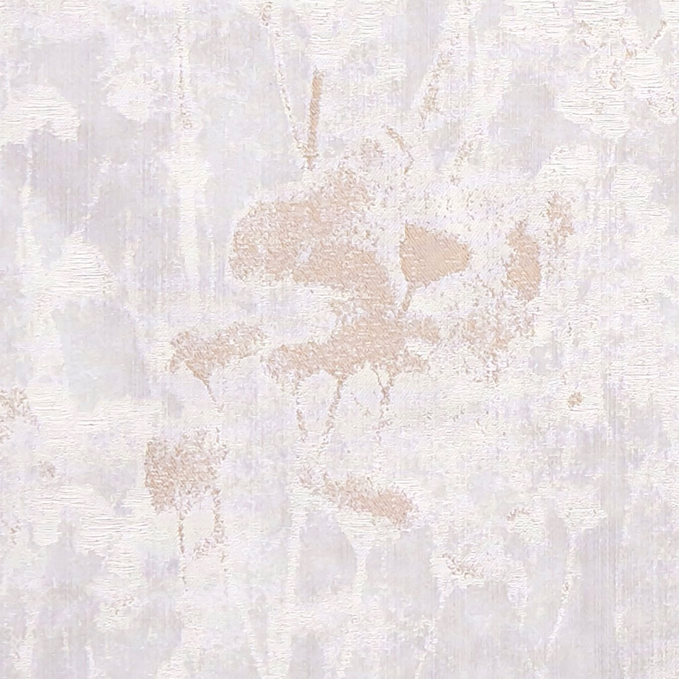 Warm ivory fabric with blush-taupe abstract marks and pale vertical striations