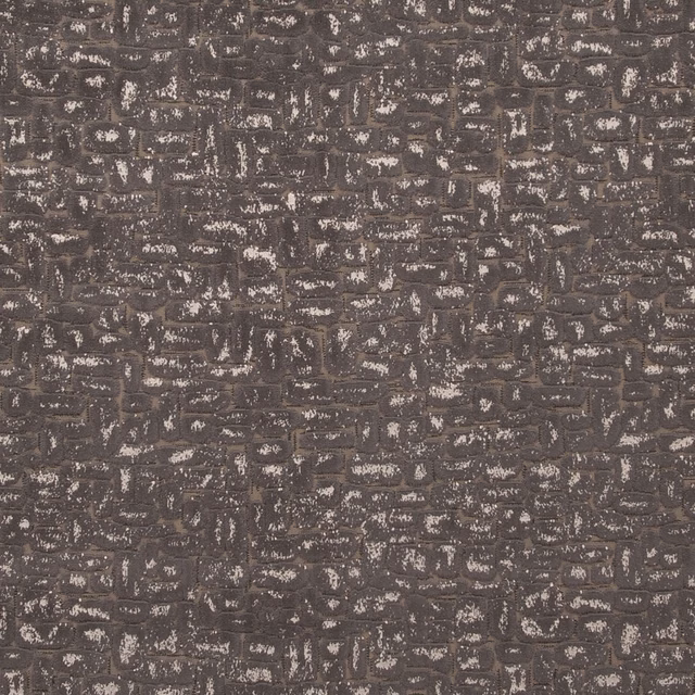 Warm charcoal fabric with irregular pale flecks and horizontal woven blocks
