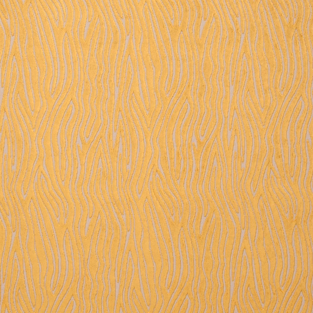 Warm ochre-gold upholstery with pale grey organic wavy lines in a textured weave