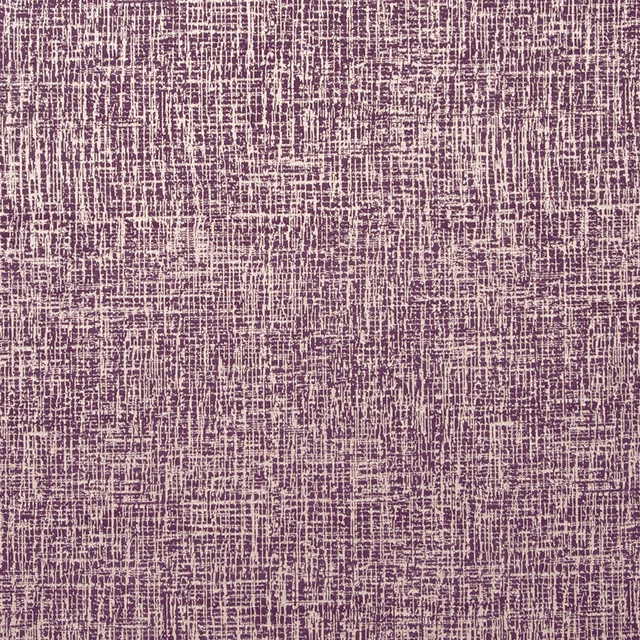 Damson-purple fabric with fine ivory threads forming a dense irregular crosshatch weave