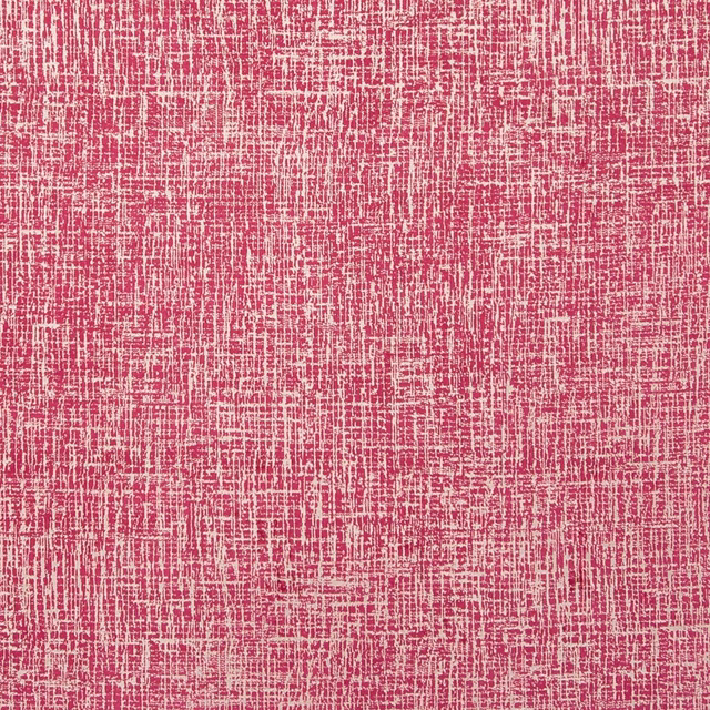 Saturated fuchsia woven fabric with irregular chalky white crosshatch texture