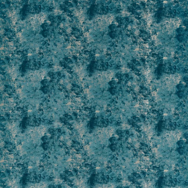 Mottled teal fabric with cloudy blue-green forms and pale mineral flecks