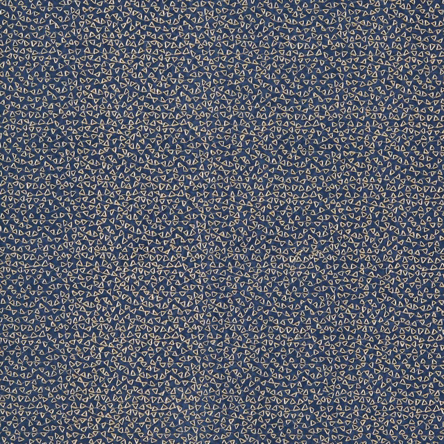 Deep midnight blue fabric with tiny pale geometric motifs and fine woven texture
