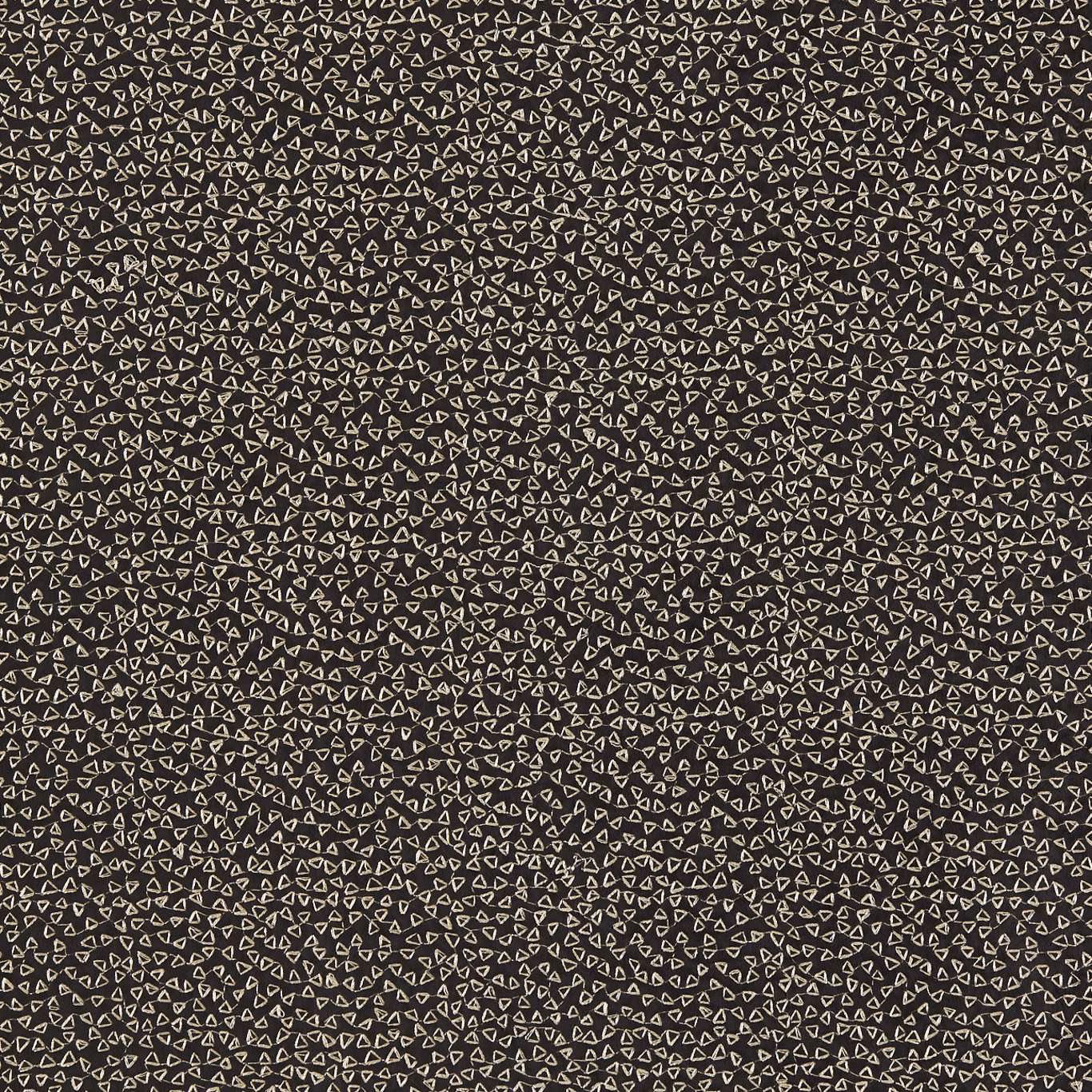 Charcoal-black fabric with dense ivory triangular geometric flecks and a softly textured weave