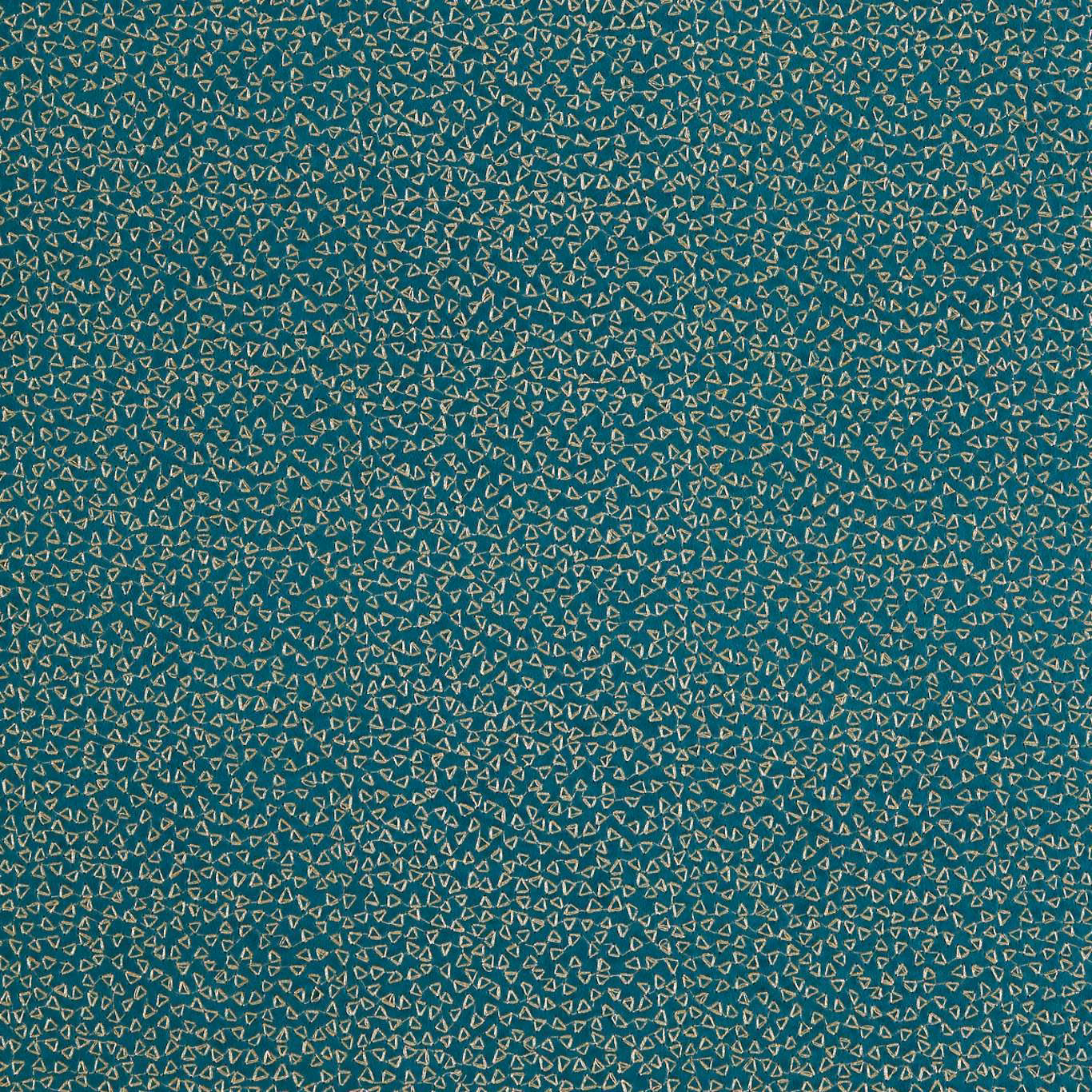 Deep teal fabric with dense tiny pale outlined motifs and a subtly textured surface