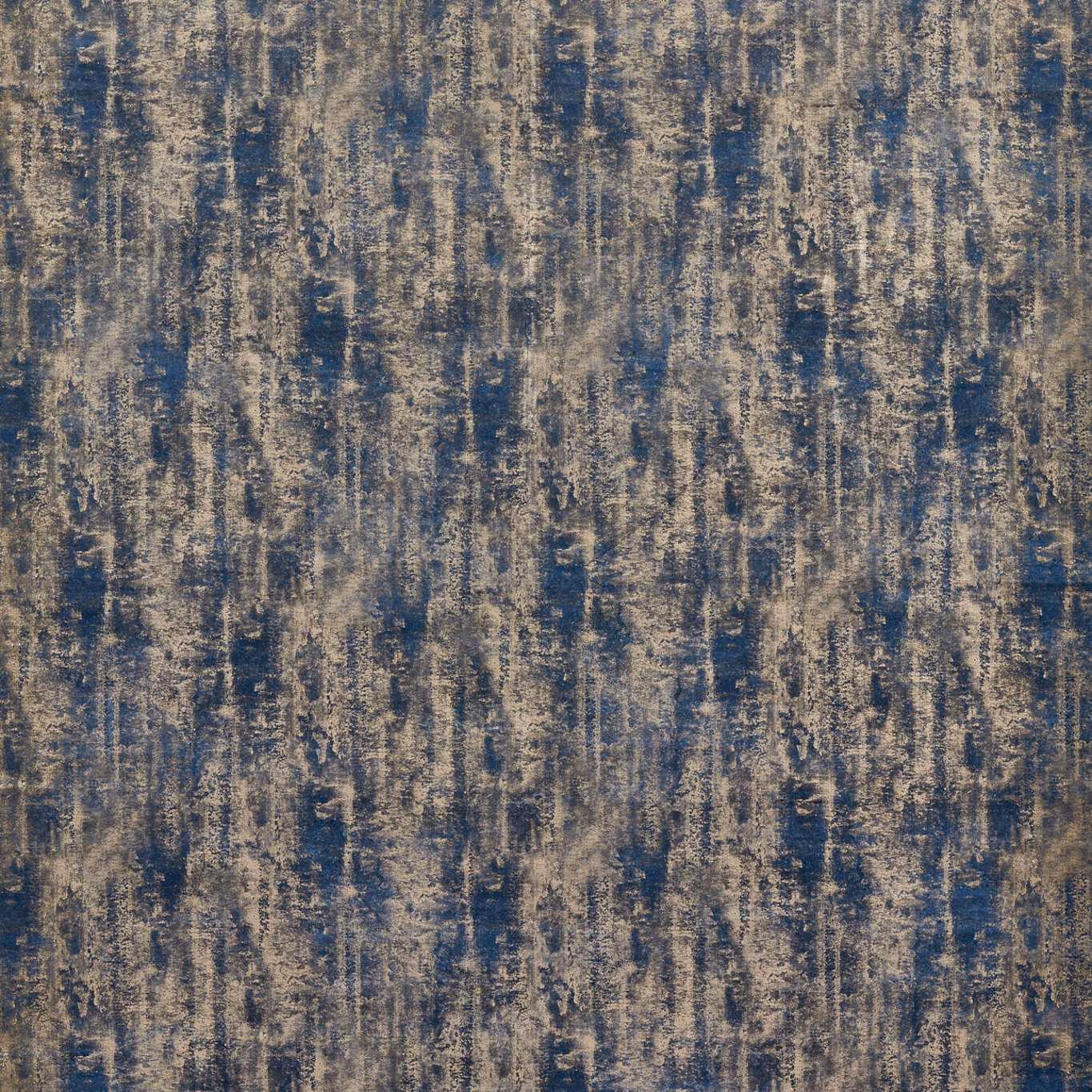 Midnight blue fabric with distressed taupe vertical streaks and charcoal flecks