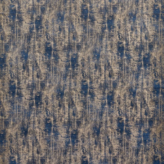 Midnight blue fabric with distressed taupe vertical streaks and charcoal flecks