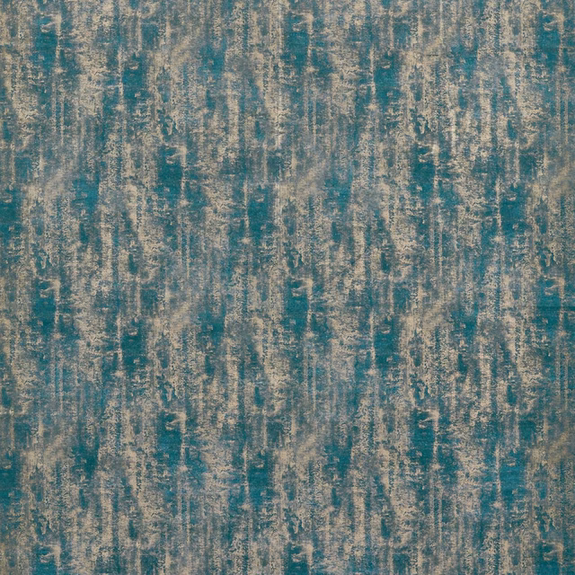 Teal textile with distressed pale taupe vertical striations and mottled woven texture