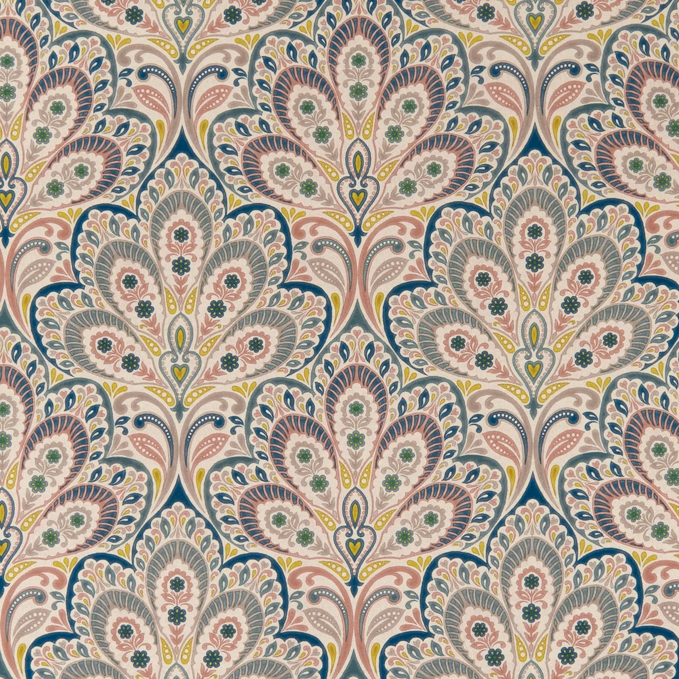 Cream-ground Persia Multi with teal paisley, rose accents and olive floral details
