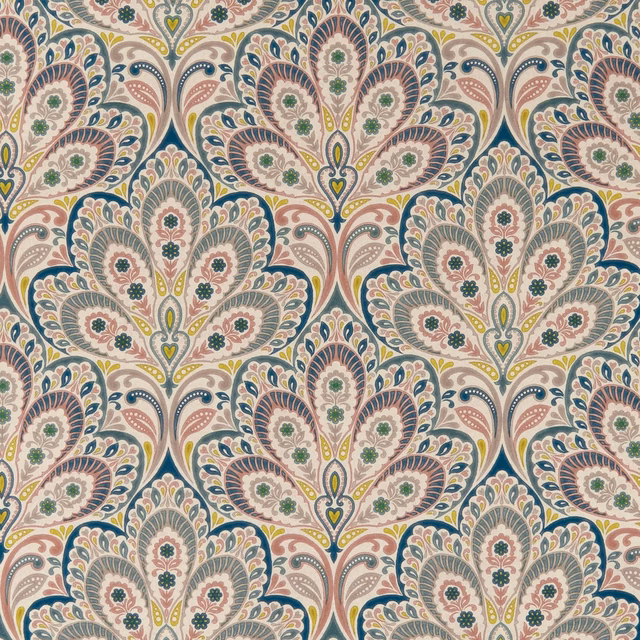 Cream-ground Persia Multi with teal paisley, rose accents and olive floral details