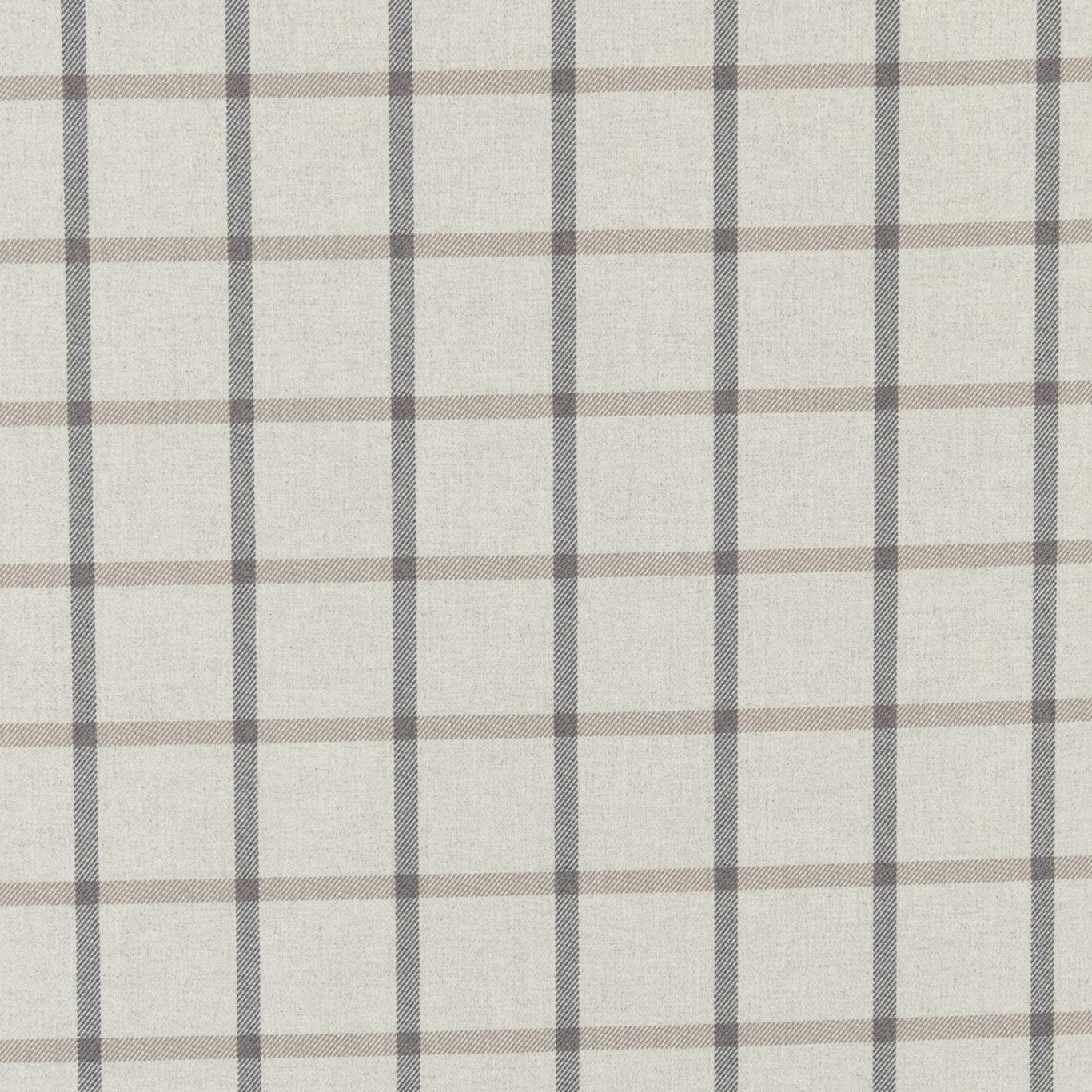 Pale grey woven check with charcoal verticals and muted taupe horizontal stripes