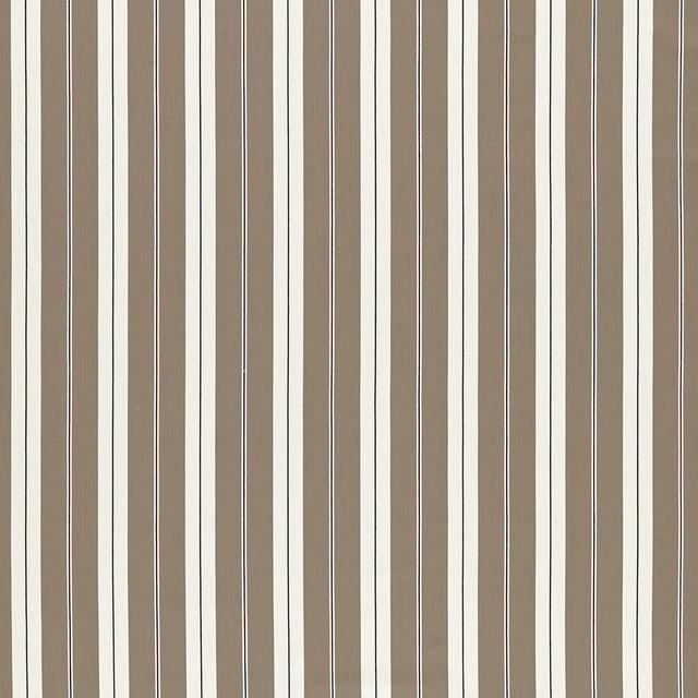 Charcoal-taupe woven fabric with narrow pale vertical stripes and subtle texture