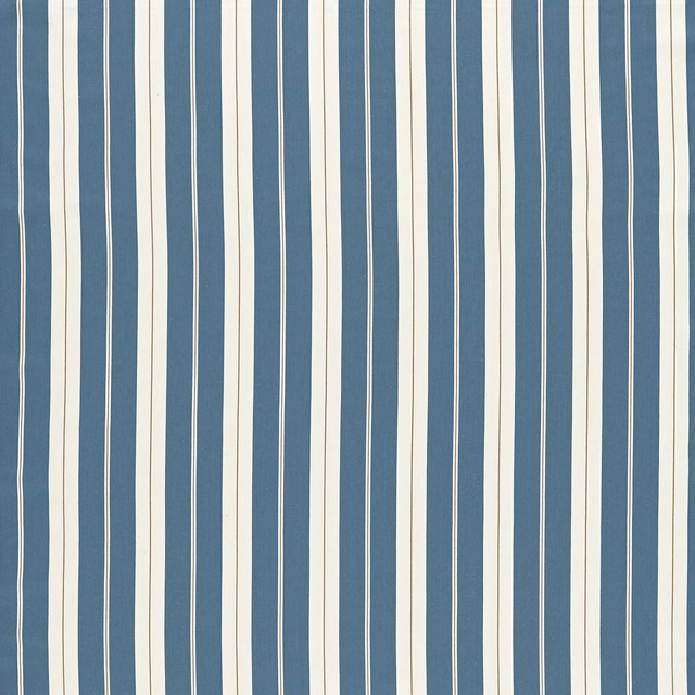 Muted denim-blue and linen vertical stripes on a softly textured woven fabric