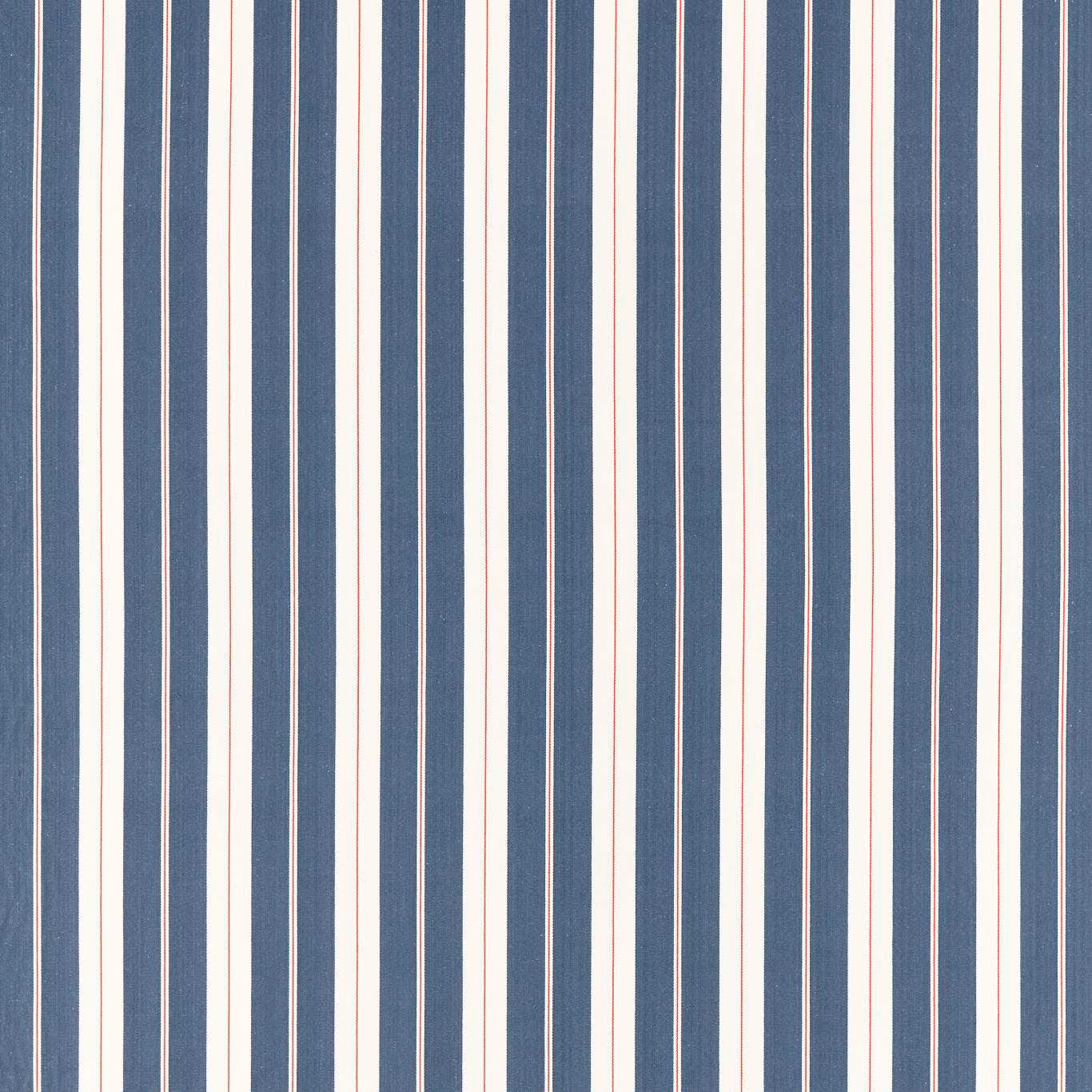Woven navy and cream vertical stripes with fine rouge pinstripes