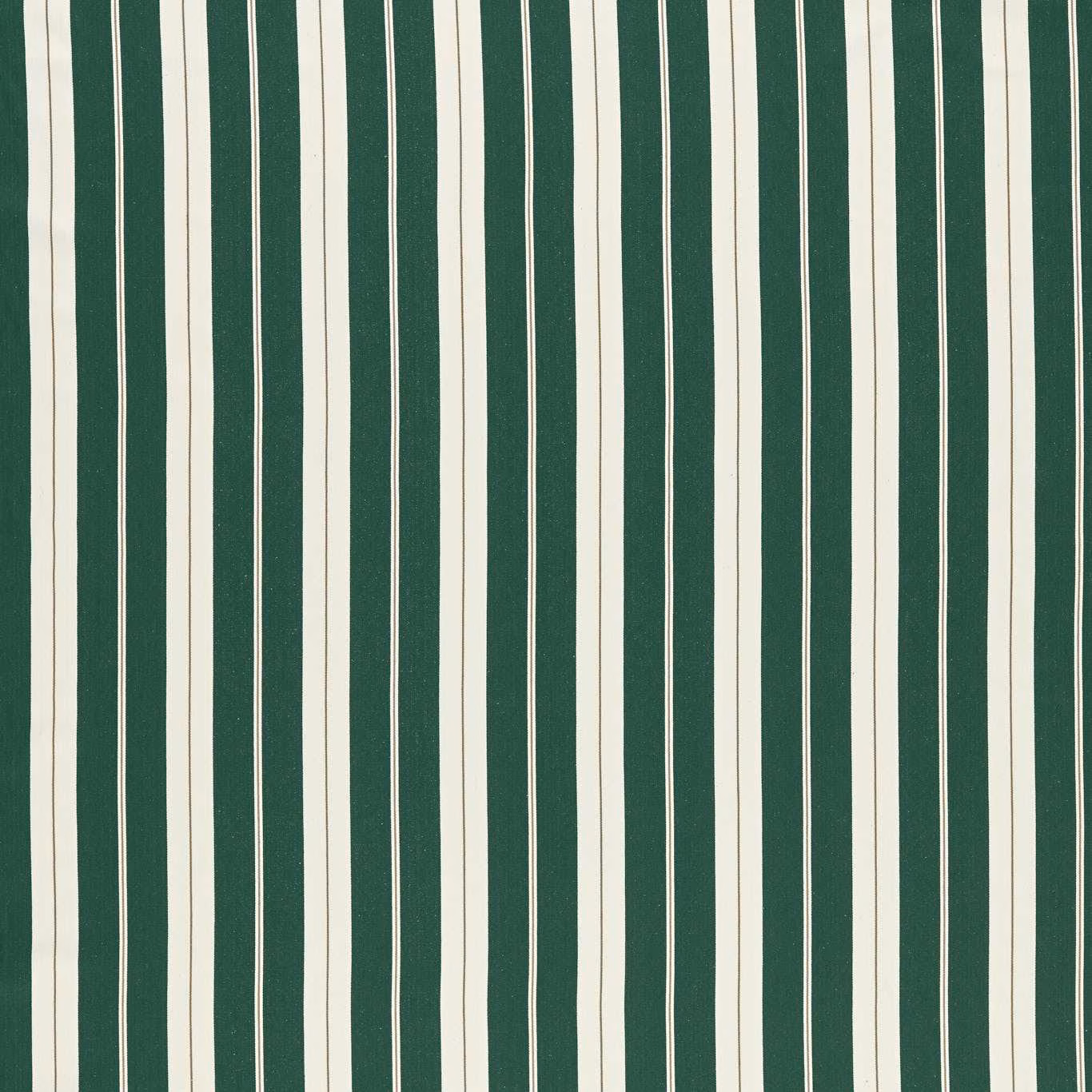 Deep racing green and linen vertical stripes on a lightly textured woven ground