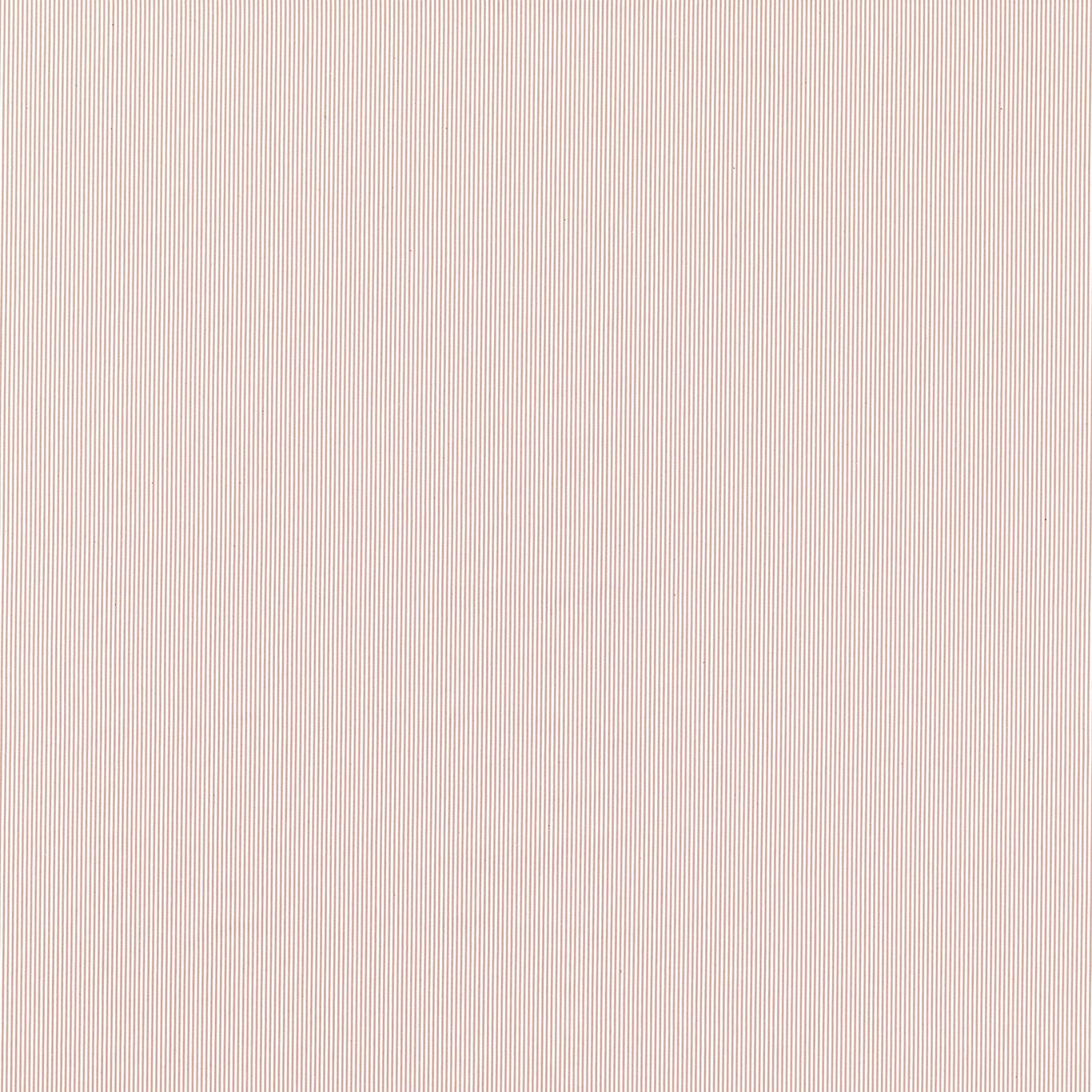 Pale blush pink fabric with fine cream vertical pinstripes and subtle woven texture