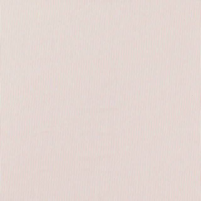 Pale blush pink fabric with fine cream vertical pinstripes and subtle woven texture