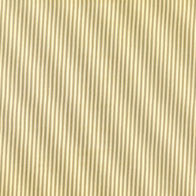 Warm ochre fabric with closely spaced pale vertical pinstripes and subtle ribbed texture