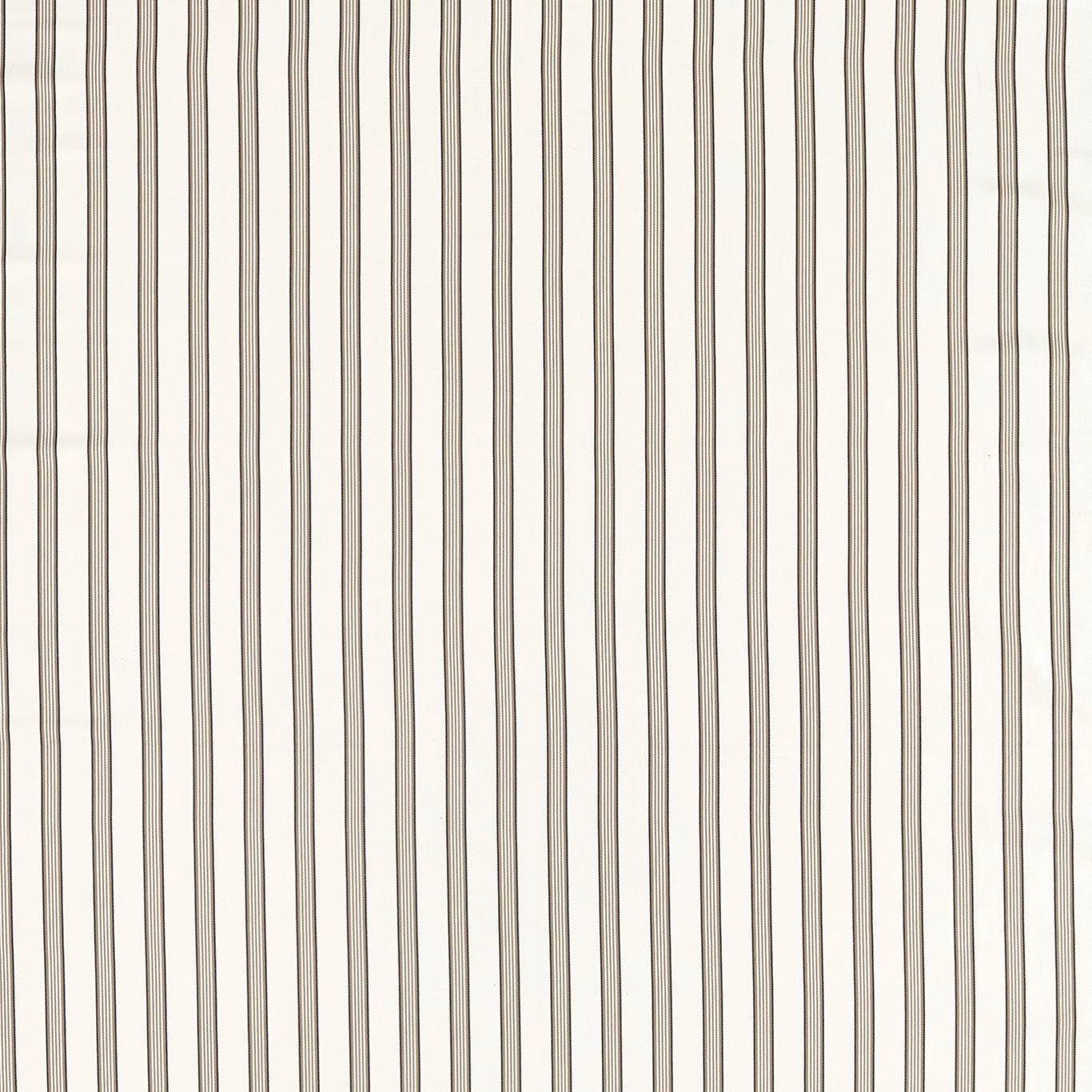 Natural woven fabric with fine, irregular charcoal vertical stripes