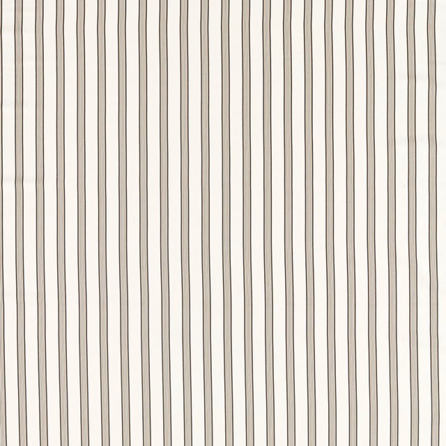 Natural woven fabric with fine, irregular charcoal vertical stripes