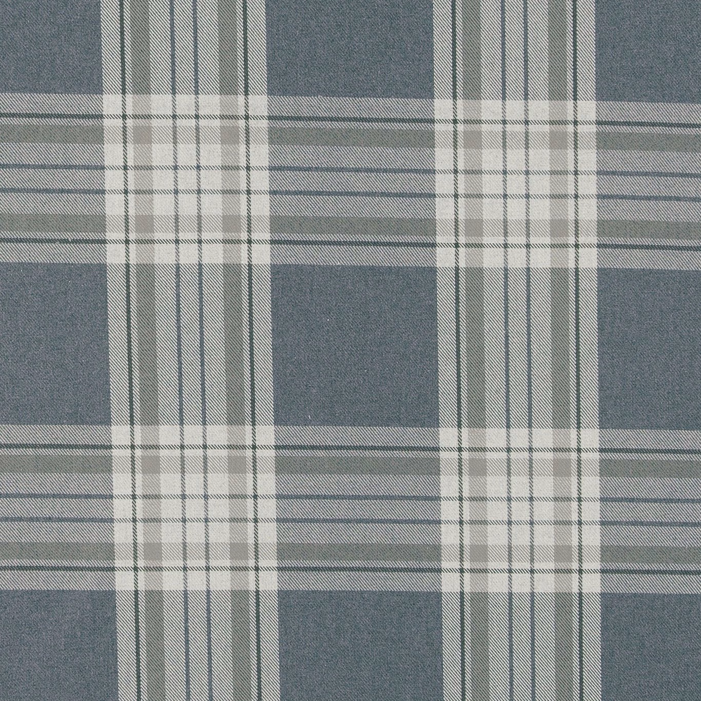 Cool flannel-grey plaid with charcoal blocks, pale intersecting lines and fine woven texture