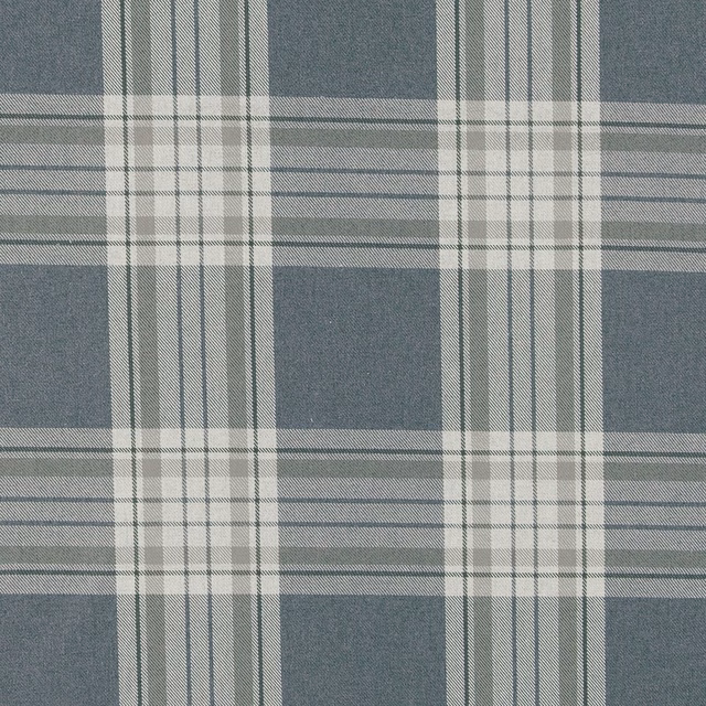 Cool flannel-grey plaid with charcoal blocks, pale intersecting lines and fine woven texture
