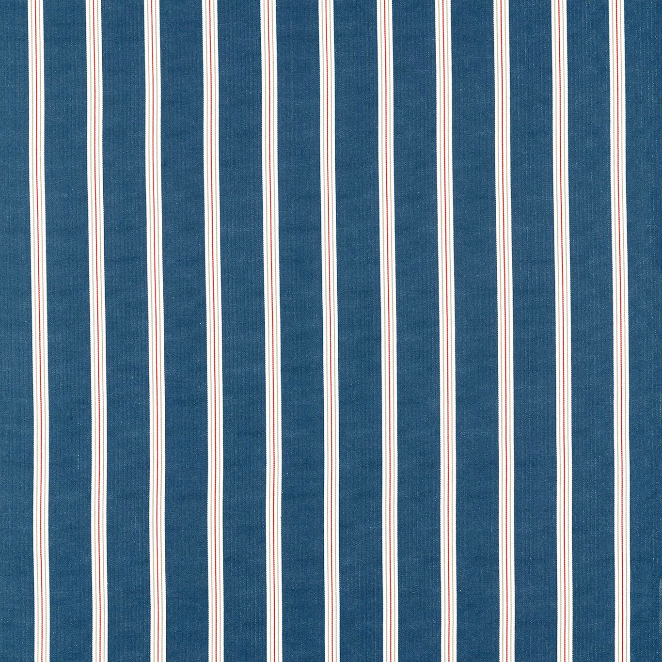 Deep navy woven stripe with narrow rouge and cream vertical lines