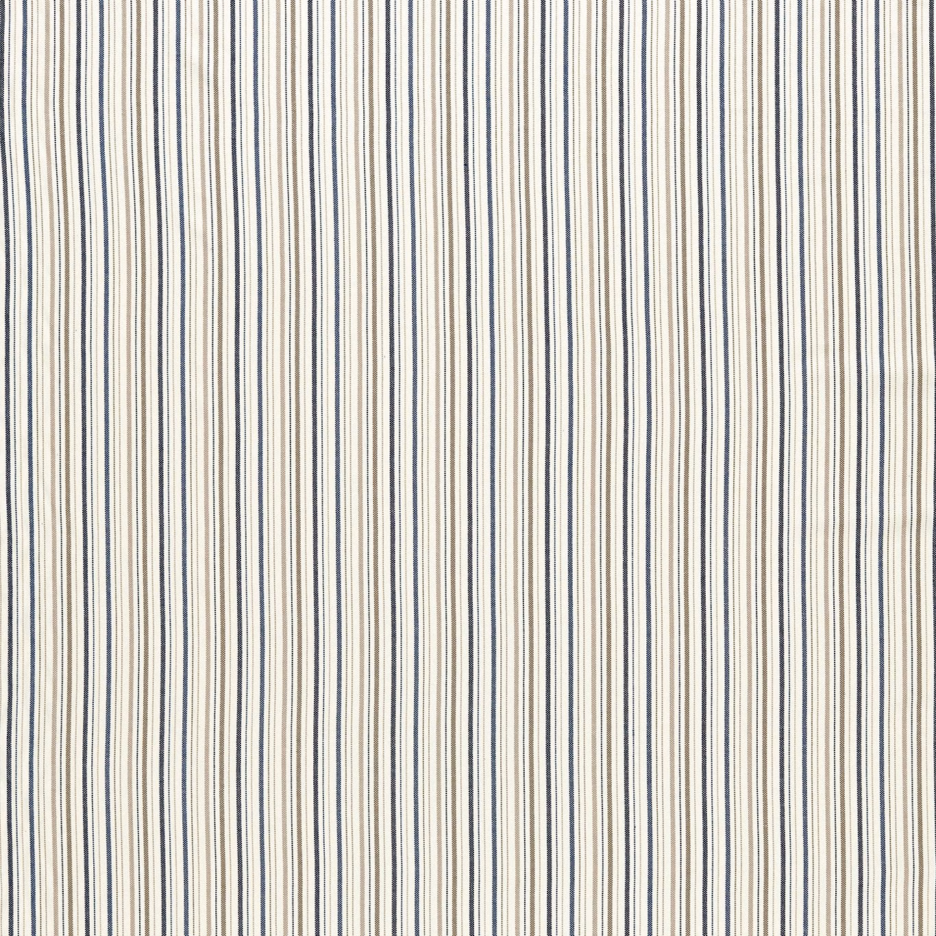 Muted denim blue and ivory narrow vertical stripes with a softly irregular woven texture