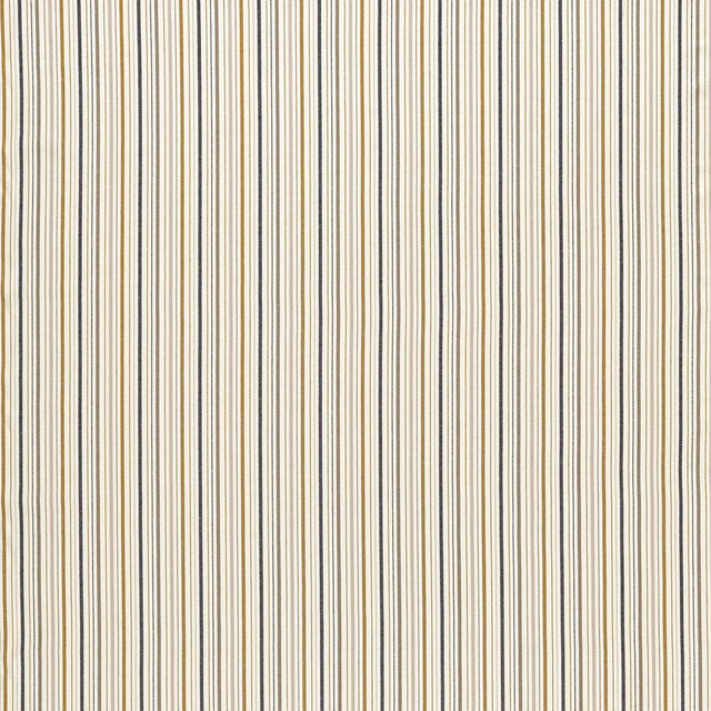 Ochre, cream and charcoal fine vertical stripes with a lightly textured weave