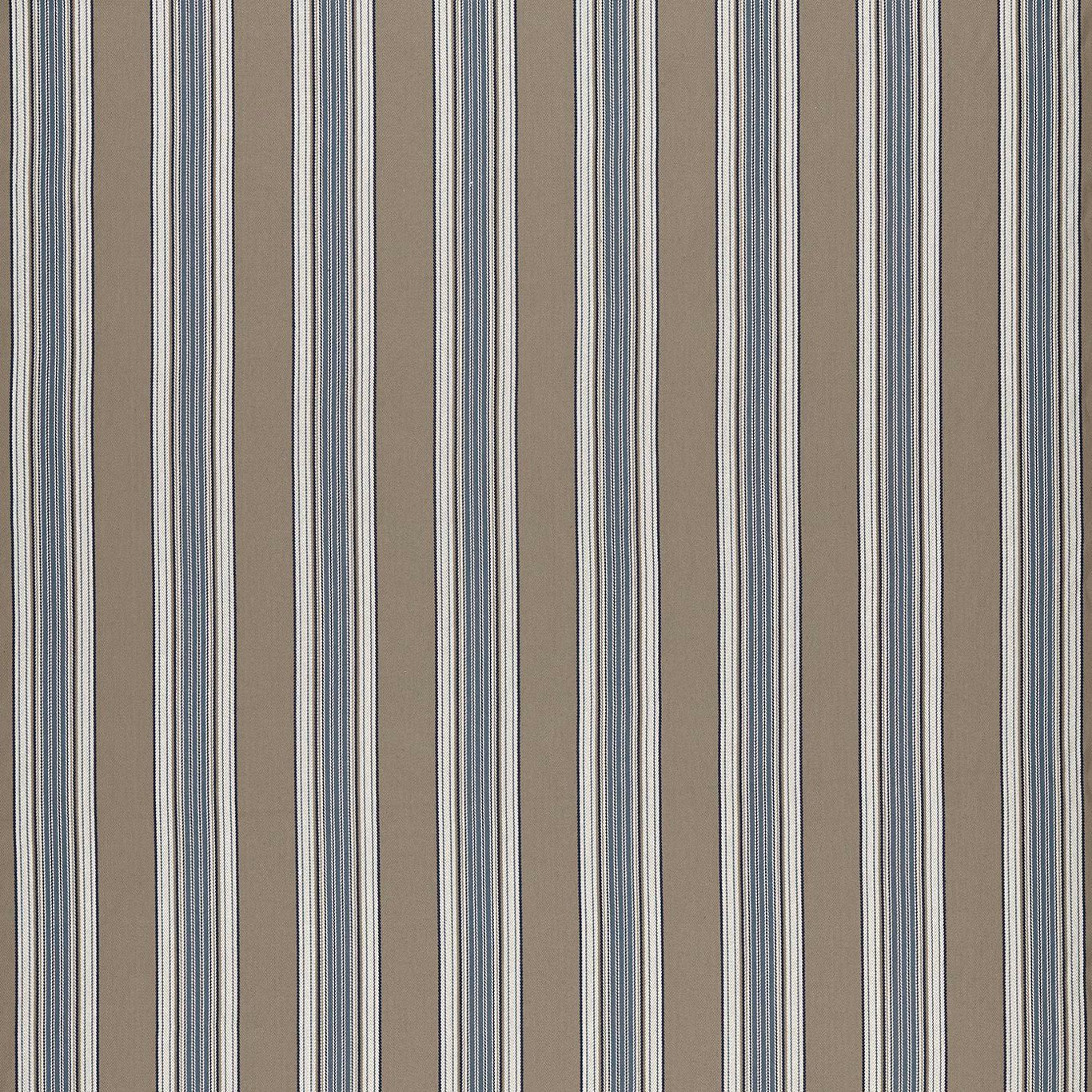 Muted denim and linen vertical stripes with a softly textured woven surface