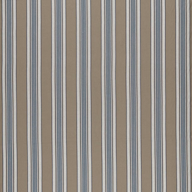 Muted denim and linen vertical stripes with a softly textured woven surface