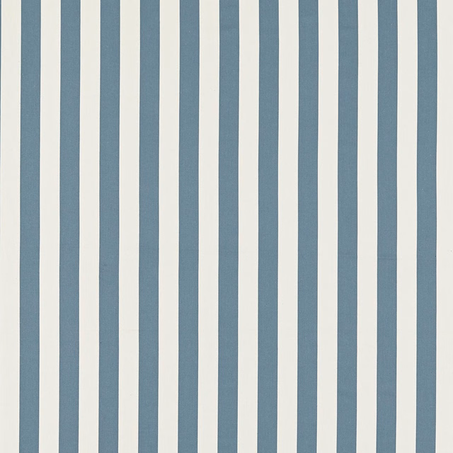 Muted denim-blue and off-white vertical stripes with a softly textured woven surface